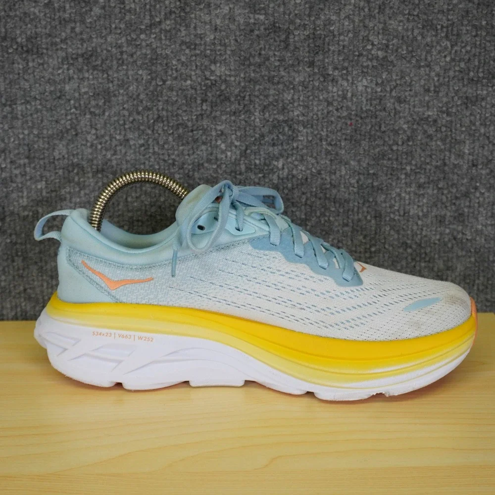 Hoka One One Bondi 8 Shoes Womens Size 7.5 Blue Running Sneakers 1127952 SSCA